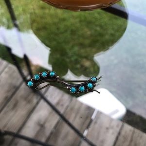Vintage Navajo Sterling & Turquoise Hair Barrette